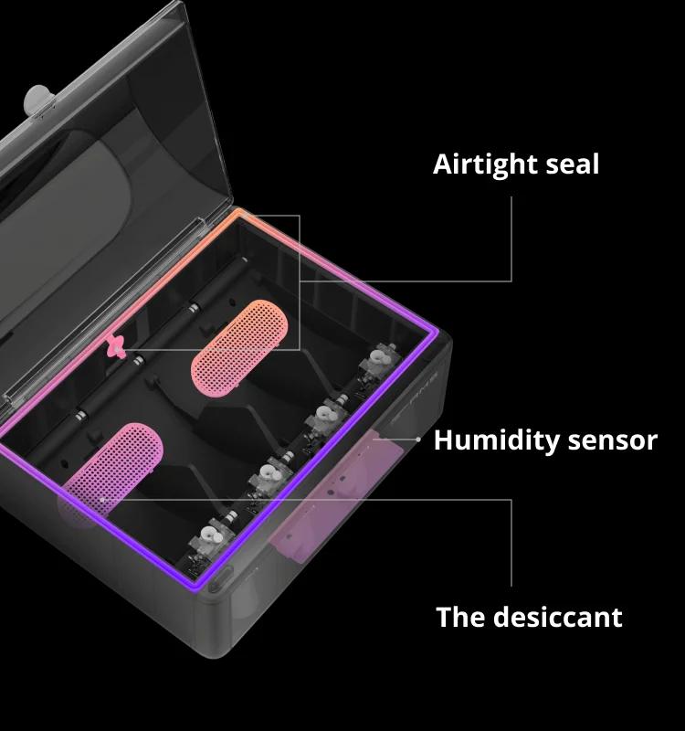 AMS airtight seal, humidity sensor and desiccant