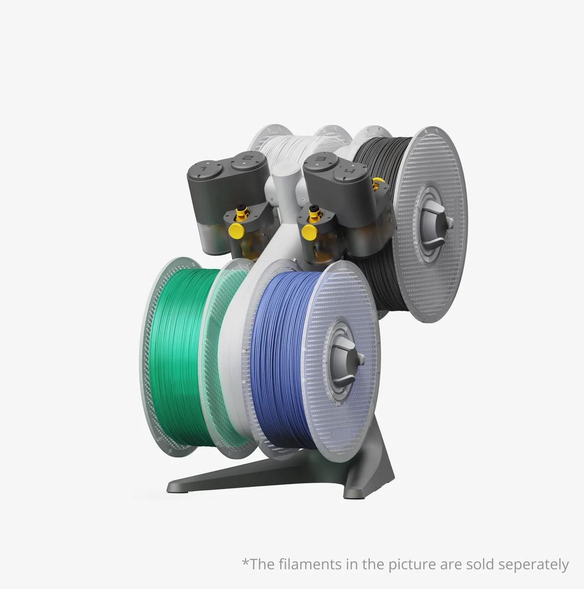 Bambu Lab AMS lite loaded with filament spools